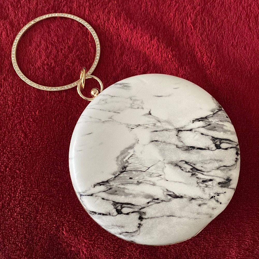 Round party clutch with chain belt/ purse